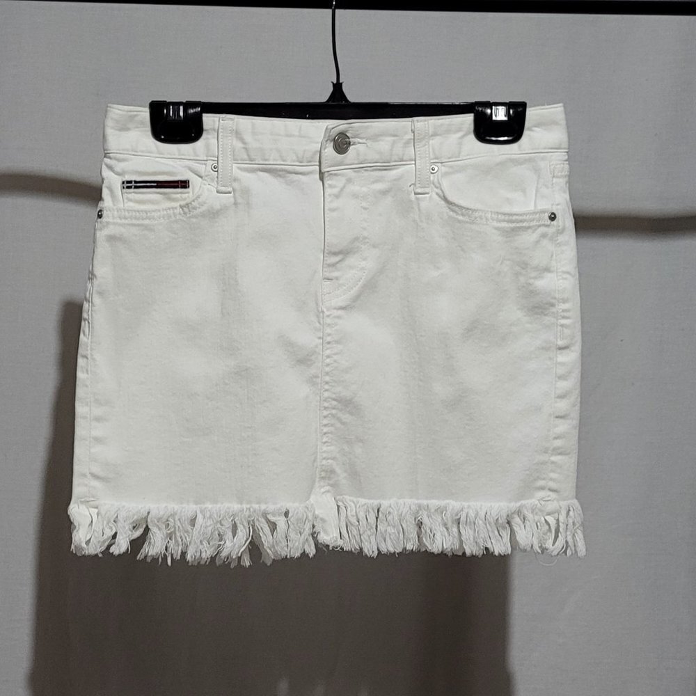 Tommy Hilfiger skirt white denim mini coastal cowgirl Western beach summer jeans